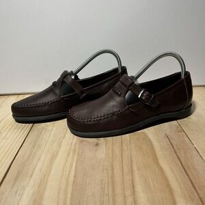 Dexter Leather REFINE T Strap Buckle Comfort Shoe Brown Loafer Size 7.5M